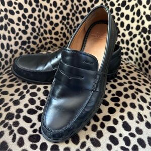 Coach Tim- Mens Black Leather Loafers